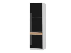 Vicco Herdumbauschrank Fame-Line Herdschrank Schwarz Eiche Hochglanz/Weiß 60 cm
