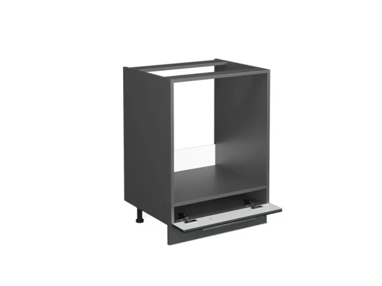 Vicco Herdumbauschrank Fame-Line Dunkelblau Hochglanz/Anthrazit 60 cm ohne Arbeitsplatte