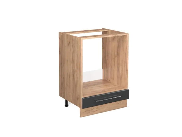 Vicco Herdumbauschrank Fame-Line Anthrazit Hochglanz/Goldkraft Eiche 60 cm ohne Arbeitsplatte