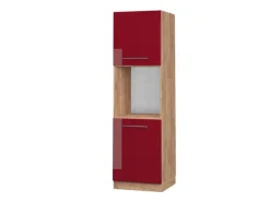 Vicco Herdumbauschrank Fame-Line Bordeaux Hochglanz/Goldkraft Eiche 60 cm Offen