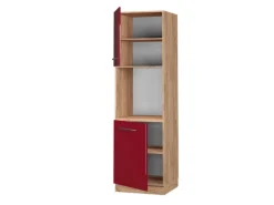 Vicco Herdumbauschrank Fame-Line Bordeaux Hochglanz/Goldkraft Eiche 60 cm Offen