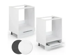 Vicco Herdumbauschrank Fame-Line Weiß Hochglanz/Weiß 60 cm AP Anthrazit