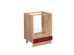 Vicco Herdumbauschrank Fame-Line Bordeaux Hochglanz/Goldkraft Eiche 60 cm ohne Arbeitsplatte