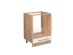 Vicco Herdumbauschrank Fame-Line Weiß Hochglanz/Goldkraft Eiche 60 cm ohne Arbeitsplatte