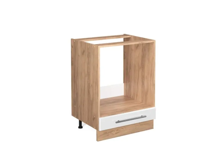 Vicco Herdumbauschrank Fame-Line Weiß Hochglanz/Goldkraft Eiche 60 cm ohne Arbeitsplatte