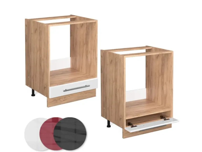 Vicco Herdumbauschrank Fame-Line Weiß Hochglanz/Goldkraft Eiche 60 cm ohne Arbeitsplatte