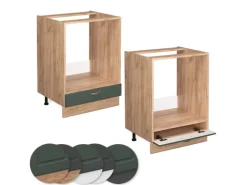 Vicco Herdumbauschrank Fame-Line Grün-Gold Landhaus/Goldkraft Eiche 60 cm ohne Arbeitsplatte