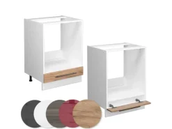 Vicco Herdumbauschrank Fame-Line Goldkraft Eiche/Weiß 60 cm AP Marmor
