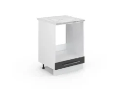 Vicco Herdumbauschrank Fame-Line Anthrazit Hochglanz/Weiß 60 cm AP Marmor