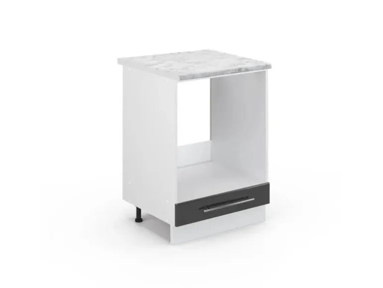 Vicco Herdumbauschrank Fame-Line Anthrazit Hochglanz/Weiß 60 cm AP Marmor