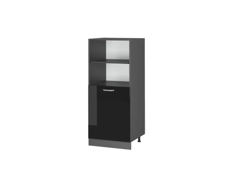 Vicco Herdumbauschrank R-Line Herdschrank Schwarz Hochglanz/Anthrazit 60 cm