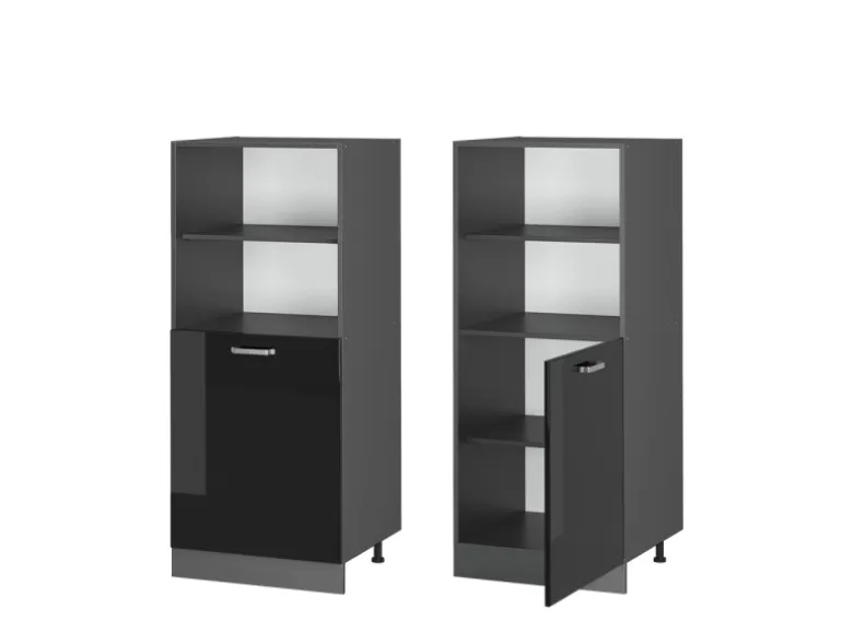 Vicco Herdumbauschrank R-Line Herdschrank Schwarz Hochglanz/Anthrazit 60 cm