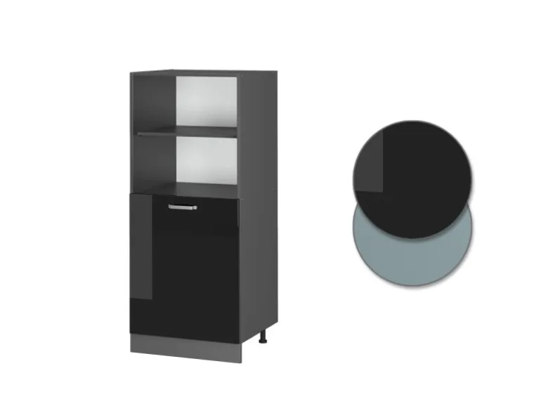 Vicco Herdumbauschrank R-Line Herdschrank Schwarz Hochglanz/Anthrazit 60 cm