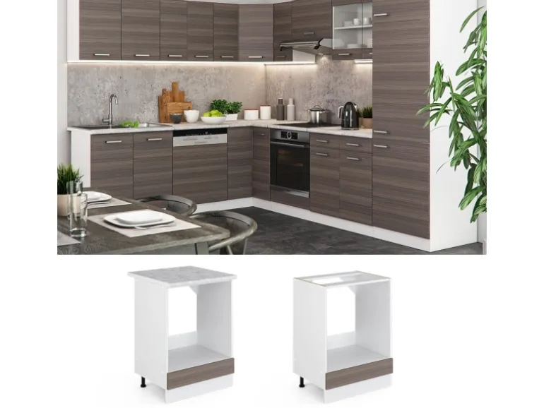Vicco Herdumbauschrank R-Line Herdschrank Grau/Weiß 60 cm AP Anthrazit