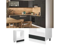 Vicco Herdumbauschrank R-Line Anthrazit Landhaus/Weiß 60 cm ohne Arbeitsplatte