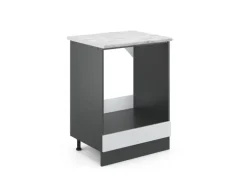 Vicco Herdumbauschrank R-Line Herdschrank Weiß Hochglanz/Anthrazit AP Marmor