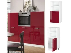 Vicco Herdumbauschrank R-Line Herdschrank Bordeaux Hochglanz/Weiß 60 cm