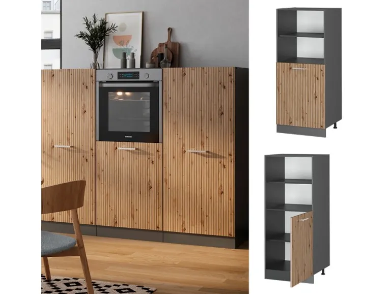 Vicco Herdumbauschrank R-Line Herdschrank Artisan-Eiche/Anthrazit 60 cm