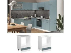 Vicco Herdumbauschrank R-Line Herdschrank Blau-Grau/Weiß 60 cm AP Anthrazit