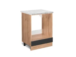 Vicco Herdumbauschrank R-Line Anthrazit Hochglanz/Goldkraft Eiche 60 cm AP Marmor