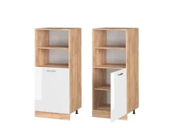 Vicco Herdumbauschrank R-Line Herdschrank Weiß Hochglanz/Goldkraft Eiche 60 cm