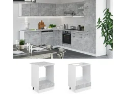 Vicco Herdumbauschrank R-Line Herdschrank Beton/Weiß 60 cm ohne Arbeitsplatte