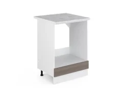 Vicco Herdumbauschrank R-Line Herdschrank Grau/Weiß 60 cm AP Marmor