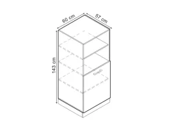 Vicco Herdumbauschrank R-Line Herdschrank Schwarz Beton/Goldkraft Eiche 60 cm mit Goldkraft Eiche Korpus