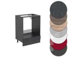 Vicco Herdumbauschrank R-Line Herdschrank Schwarz Beton/Anthrazit 60 cm AP Eiche