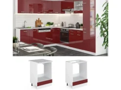 Vicco Herdumbauschrank R-Line Bordeaux Hochglanz/Weiß 60 cm AP Eiche