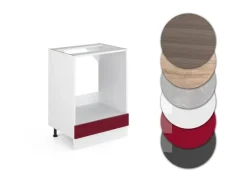 Vicco Herdumbauschrank R-Line Bordeaux Hochglanz/Weiß 60 cm AP Eiche