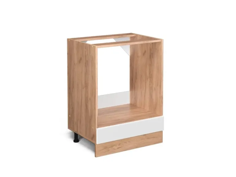 Vicco Herdumbauschrank R-Line Weiß Hochglanz/Goldkraft Eiche 60 cm ohne Arbeitsplatte