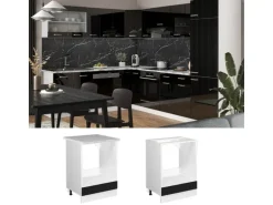 Vicco Herdumbauschrank R-Line Schwarz Hochglanz/Weiß 60 cm ohne Arbeitsplatte