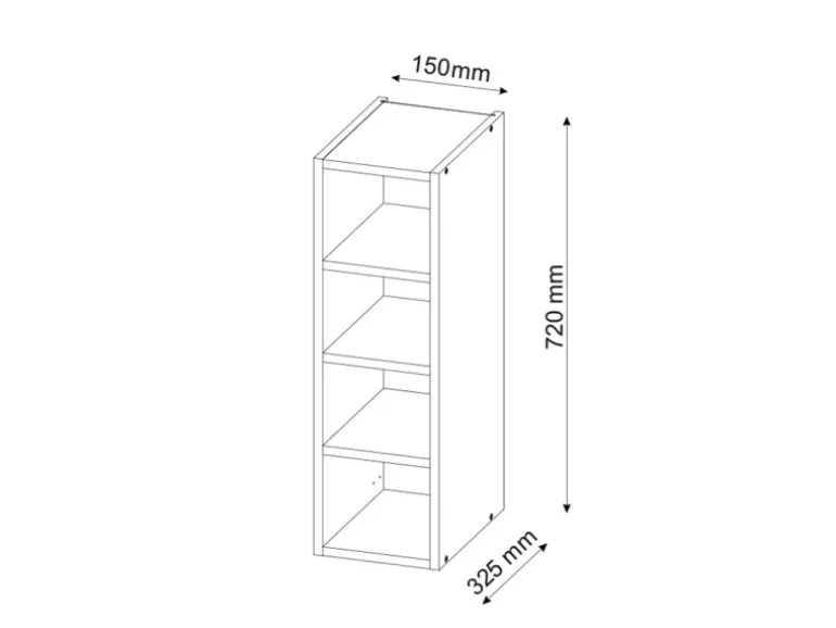 Vicco Hängeschrank Fame-Line Offener Küchenschrank Weiß/Weiß 15 cm