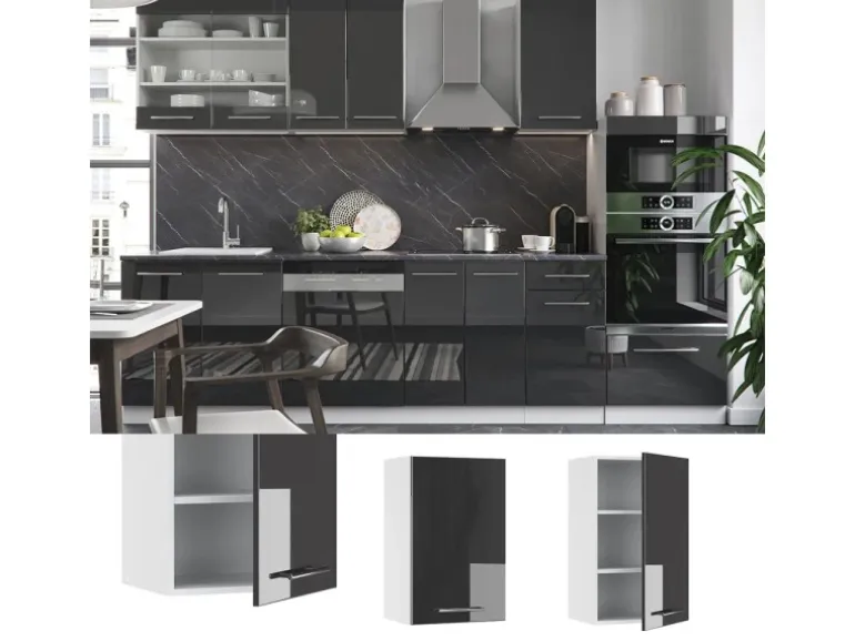 Vicco Hängeschrank Fame-Line Hängender Küchenschrank Anthrazit Hochglanz/Weiß 45 cm