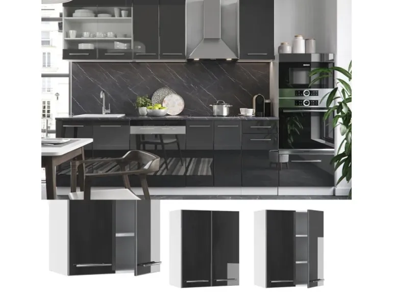 Vicco Hängeschrank Fame-Line Hängender Küchenschrank Anthrazit Hochglanz/Weiß 60 cm