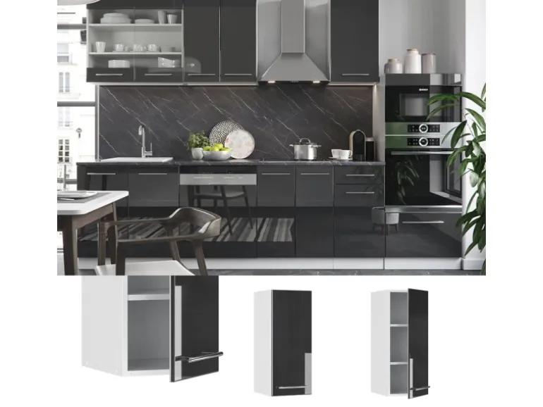 Vicco Hängeschrank Fame-Line Hängender Küchenschrank Anthrazit Hochglanz/Weiß 30 cm