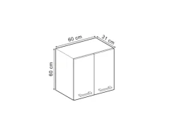 Vicco Hängeschrank R-Line Hängender Küchenschrank Schwarz Hochglanz/Anthrazit 60 cm