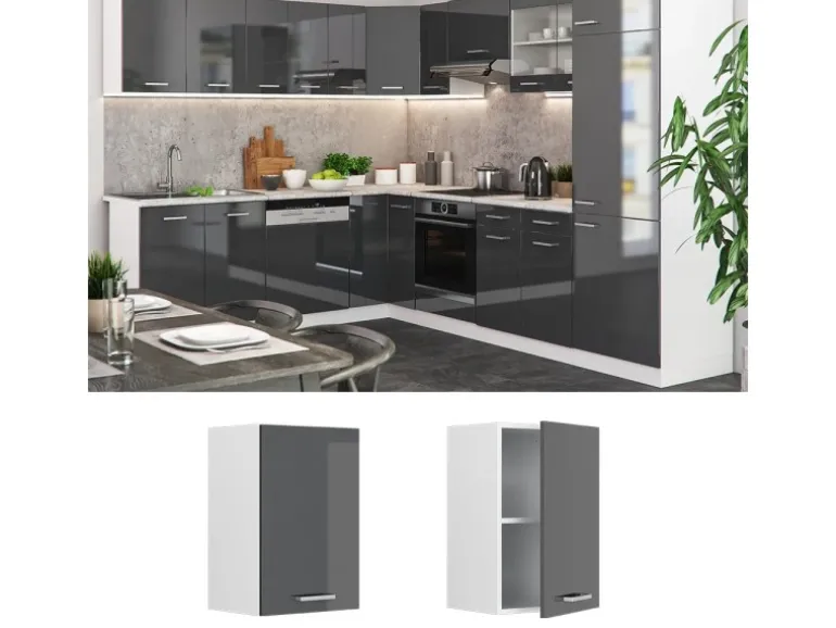 Vicco Hängeschrank R-Line Hängender Küchenschrank Anthrazit Hochglanz/Weiß 40 cm