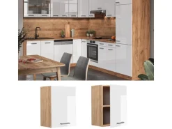 Vicco Hängeschrank R-Line Hängender Küchenschrank Weiß Hochglanz/Goldkraft Eiche 45 cm