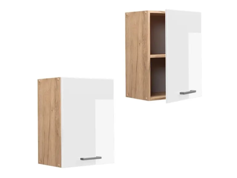Vicco Hängeschrank R-Line Hängender Küchenschrank Weiß Hochglanz/Goldkraft Eiche 45 cm