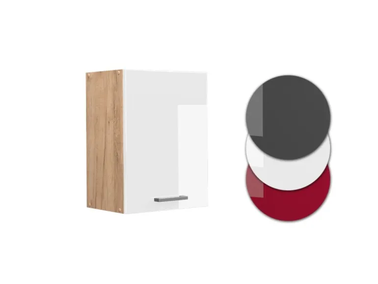 Vicco Hängeschrank R-Line Hängender Küchenschrank Weiß Hochglanz/Goldkraft Eiche 45 cm