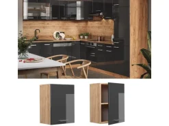 Vicco Hängeschrank R-Line Hängender Küchenschrank Anthrazit Hochglanz/Goldkraft Eiche 45 cm