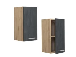 Vicco Hängeschrank R-Line Hängender Küchenschrank Schwarz Beton/Goldkraft Eiche 30 cm
