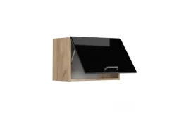 Vicco Hängeschrank R-Line Schwarz Hochglanz/Goldkraft Eiche 60 cm Flach
