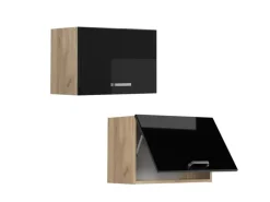 Vicco Hängeschrank R-Line Schwarz Hochglanz/Goldkraft Eiche 60 cm Flach