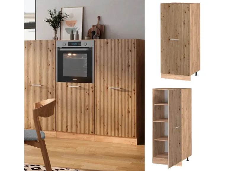 Vicco Hochschrank R-Line Küchenkommode Artisan-Eiche/Goldkraft Eiche 60 cm