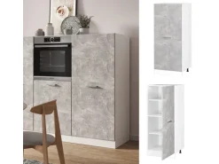 Vicco Hochschrank R-Line Küchenkommode Beton/Weiß 60 cm