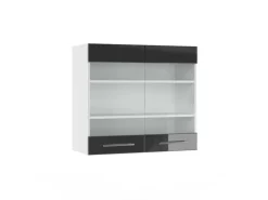 Vicco Küchenglasschrank Fame-Line Glashängeschrank Anthrazit Hochglanz/Weiß 80 cm