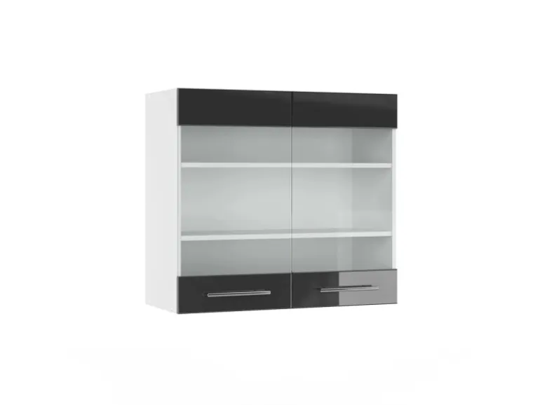 Vicco Küchenglasschrank Fame-Line Glashängeschrank Anthrazit Hochglanz/Weiß 80 cm